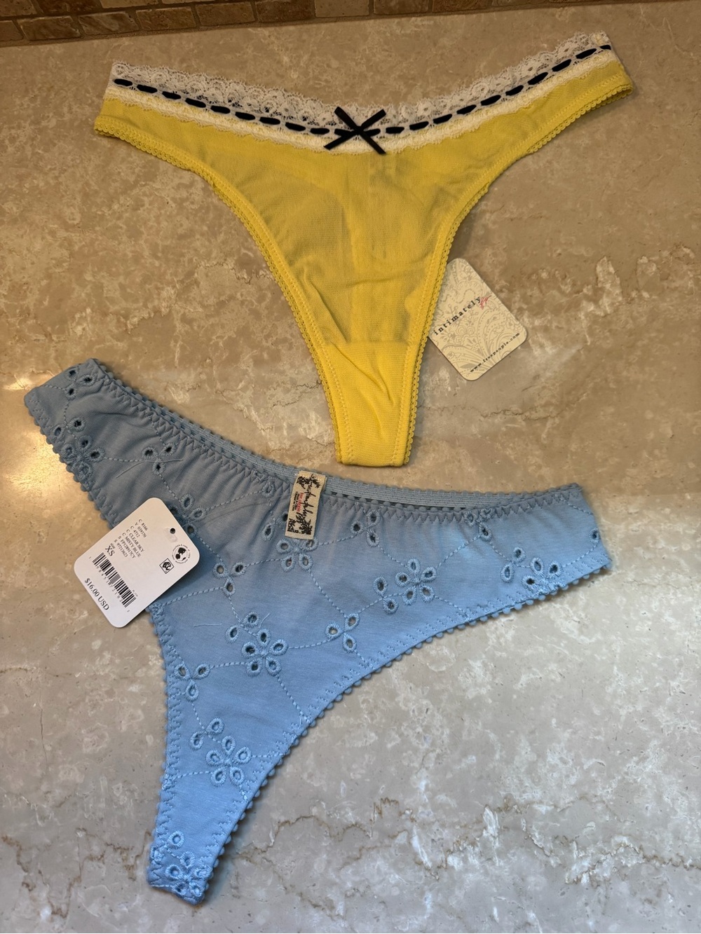 Free People Thong Panties Pack - Yellow & Light Blue